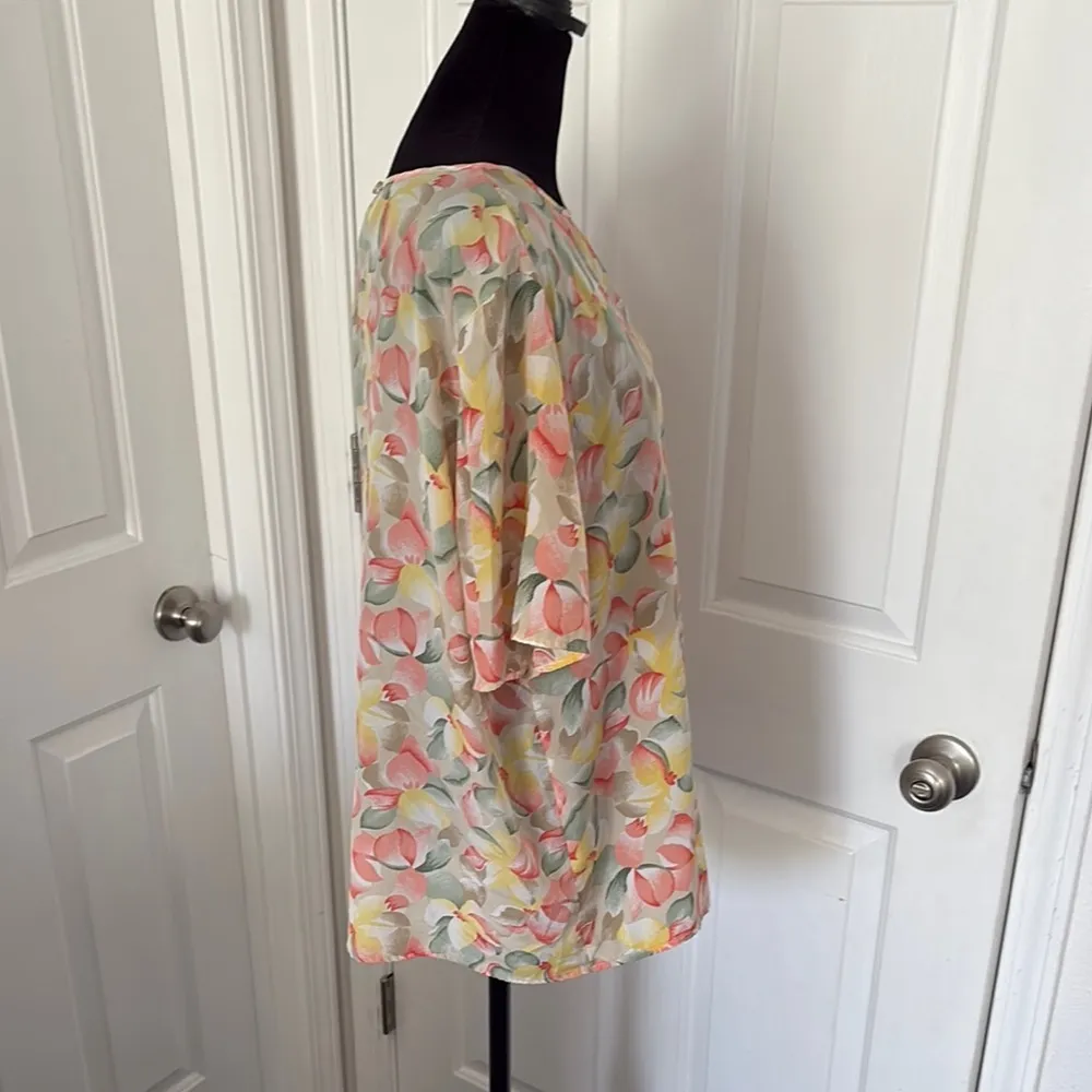 Kathie Lee 90s Pastel Blouse Short Sleeve Relaxed Fit - Image 3