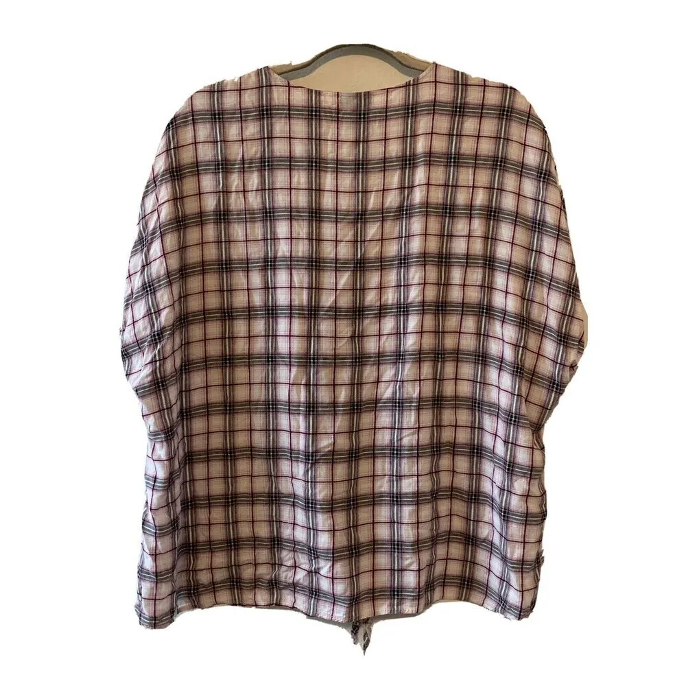 Torrid Womens Plus Size 2X Multicolor Plaid Challis Tie Front Dolman Midi Top - Image 4