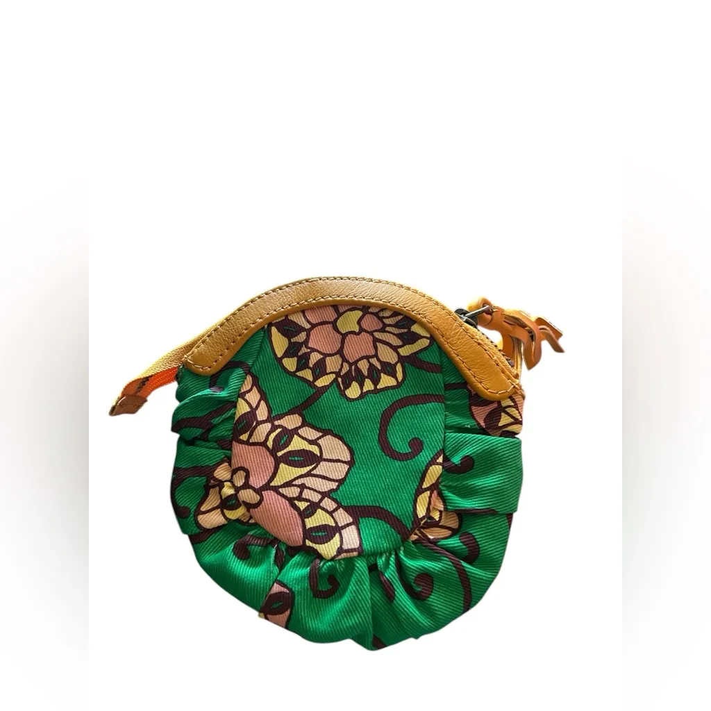 Anthropologie Lucky Penny Elegant Green and Tan Floral coin purse - Image 2