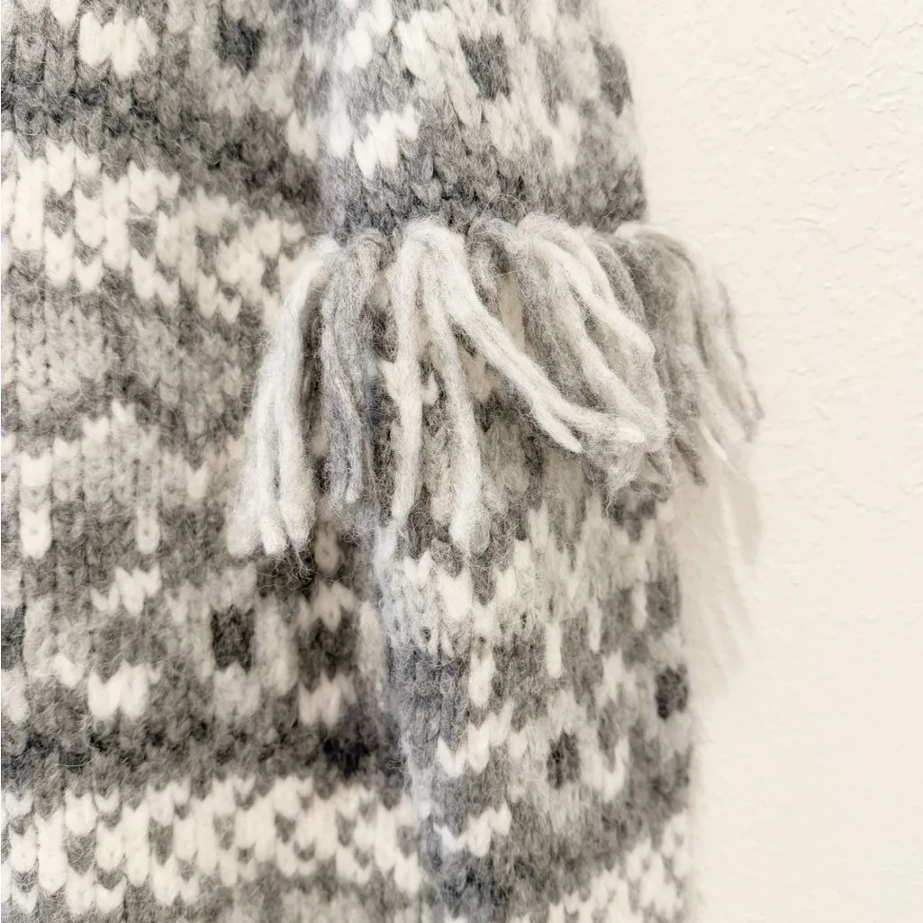 LOVESHACKFANCY Alpaca Wool Heart Fringe Sleeve Sweater Preppy Knit‎ - Image 3