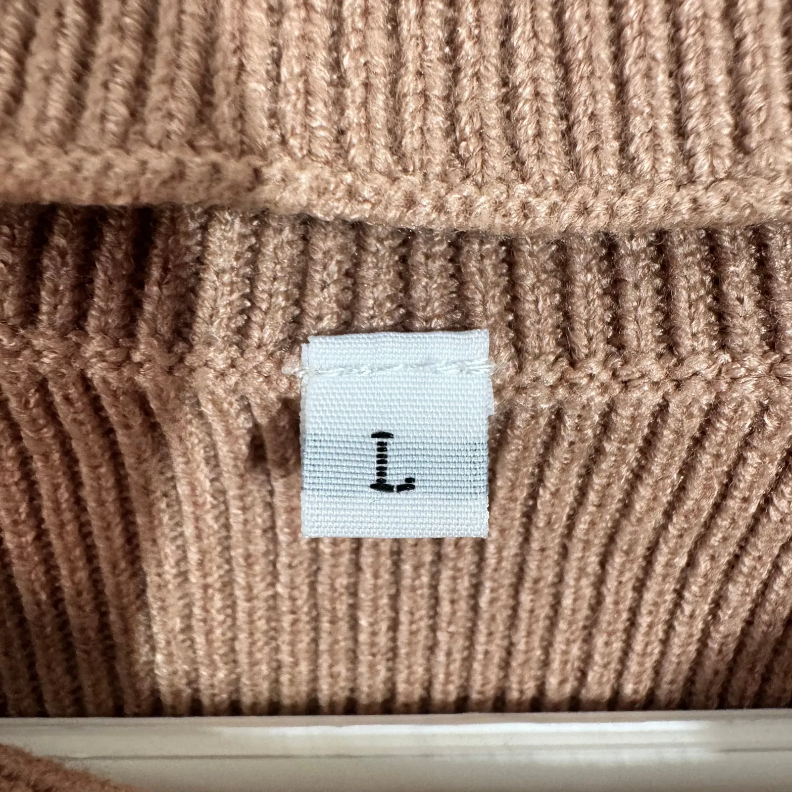 Womens Sweater L Tan Brown L Oversized Mock Neck Dolman Sleeve Minimal Modest Size L - Image 8