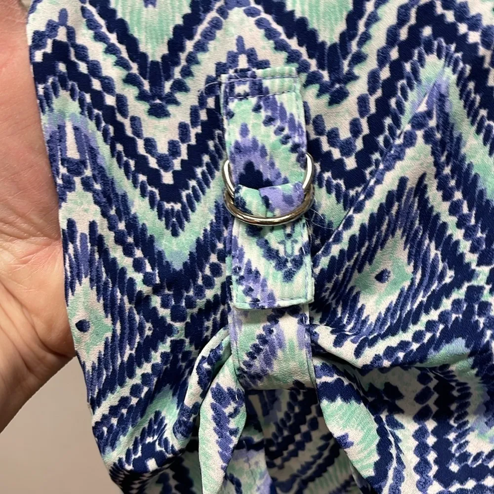 Zac & Rachel NWT Blue Mint Lavender Patterned Assymetrical Hem Top Size XL - Image 4