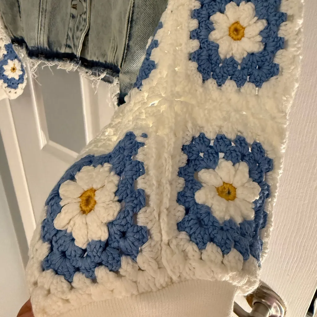 Blank NYC Crochet Sleeve Denim Jacket - Image 5