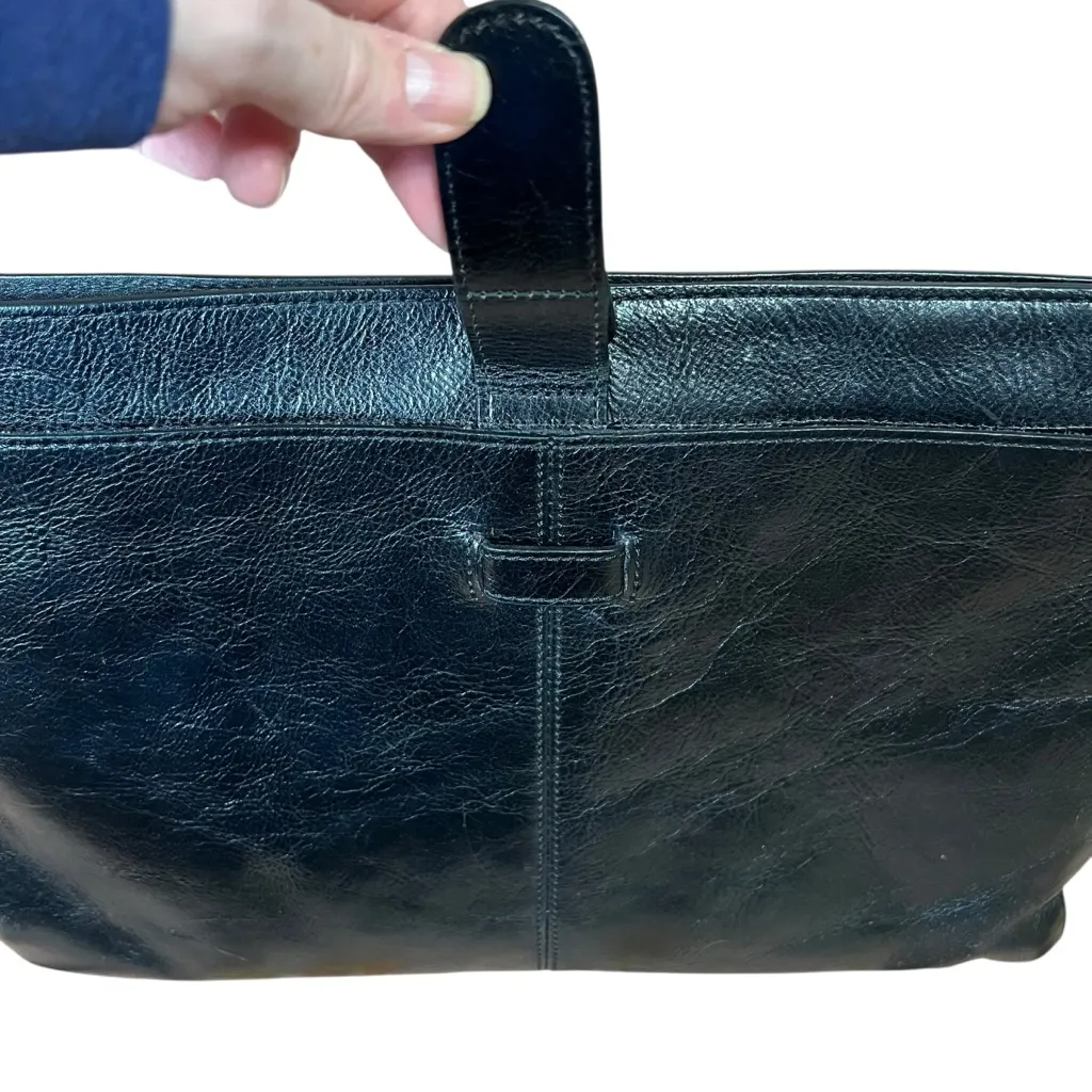 WILSONS LEATHER Pelle Studio Messenger Bag Satchel Black Italian Handbag Work - Image 4