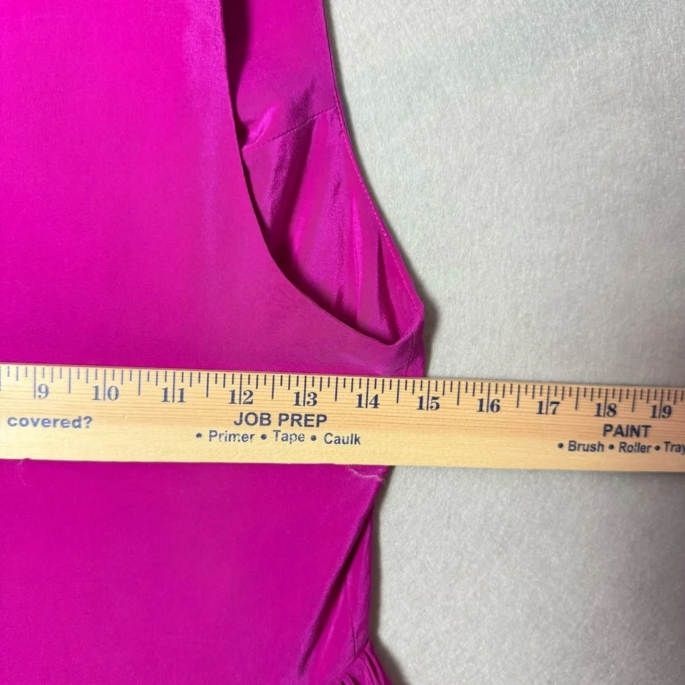 Amanda Uprichard Sleeveless V-Neck Silk Mini Dress Bright Pink size Small - Image 9