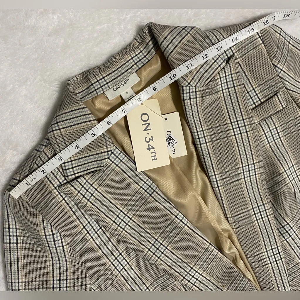 ON 34th Brown and Blue Blazer with Tailored Silhouette Size 8 - Image 12