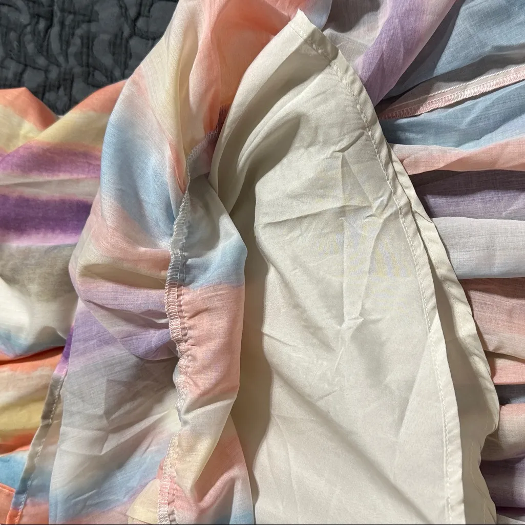 Lulus size medium peach multi striped midi dress and scarf set new with tags - Image 10