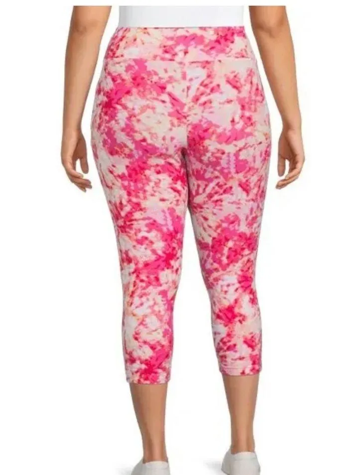 TERRA & SKY Womens Capri Leggings Size 3X 24W-26W High Rise Tie Dye Pink… - Image 5