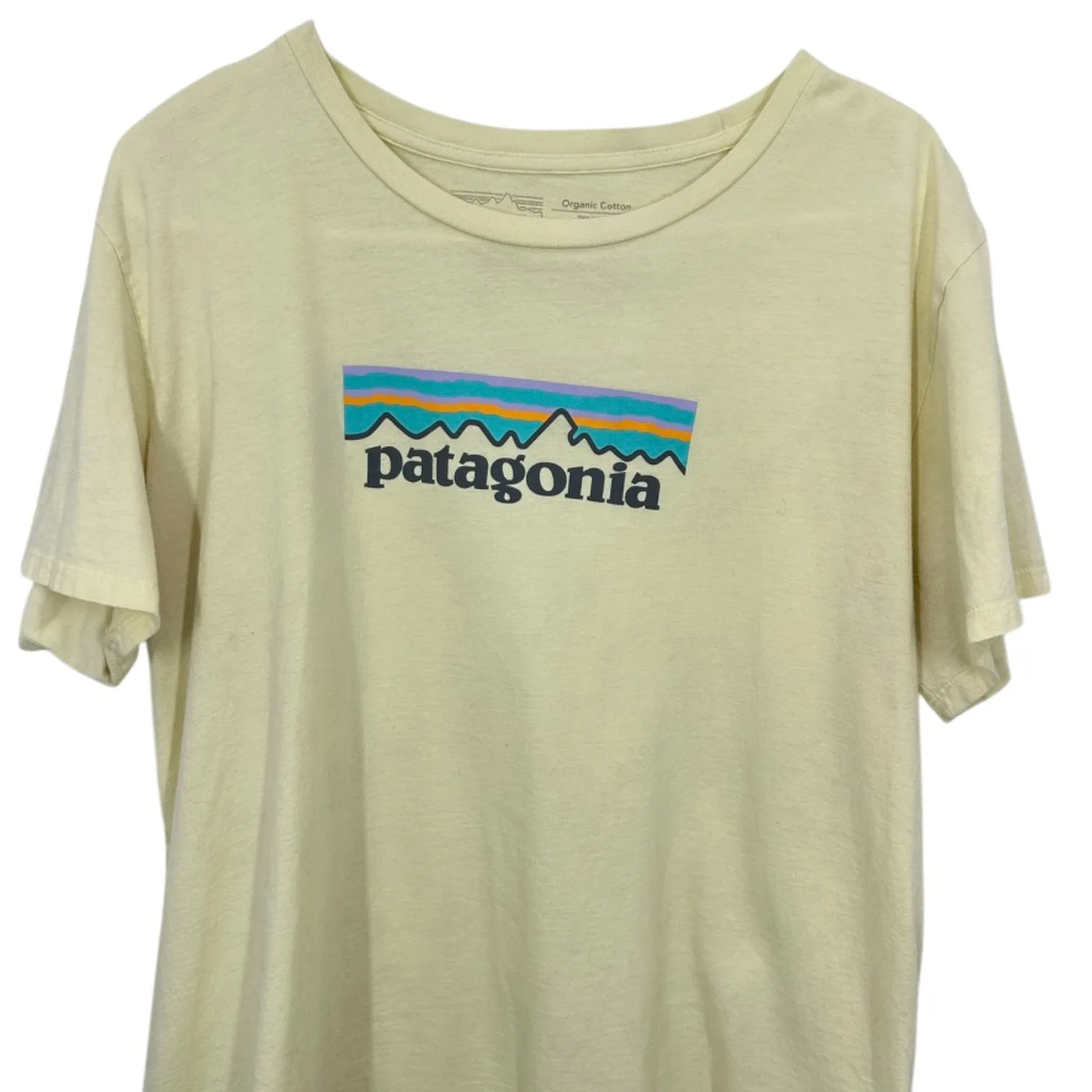Patagonia Organic Cotton T Shirt XL Yellow Mountain Logo Casual Lightweight - Image 2