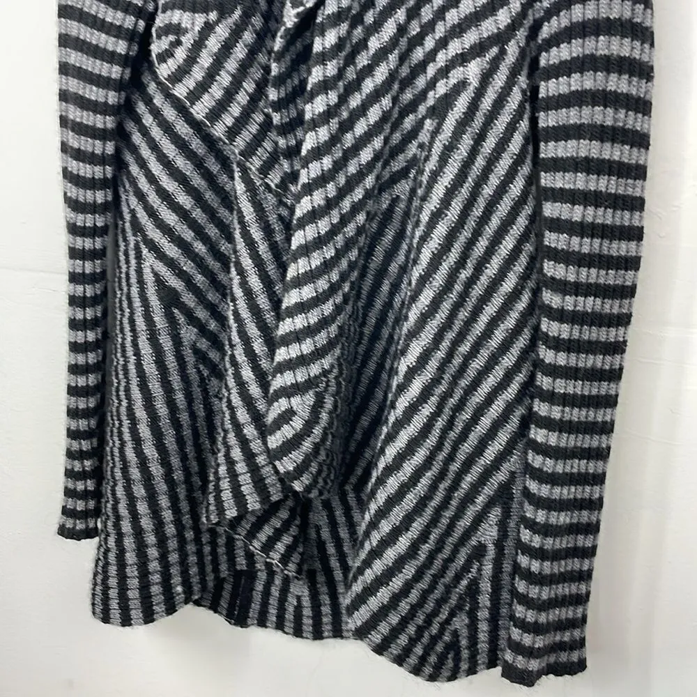 Lineamaglia Sweater Cardigan Waterfall open front Black & Gray Stripes Medium Black - Image 5