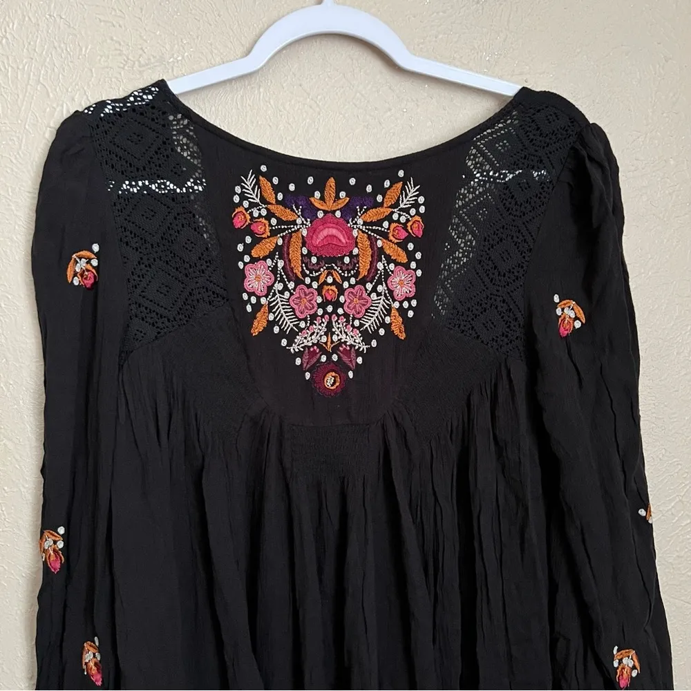 NWT Free People Mohave Embroidered Mini Dress Black XS - Image 5