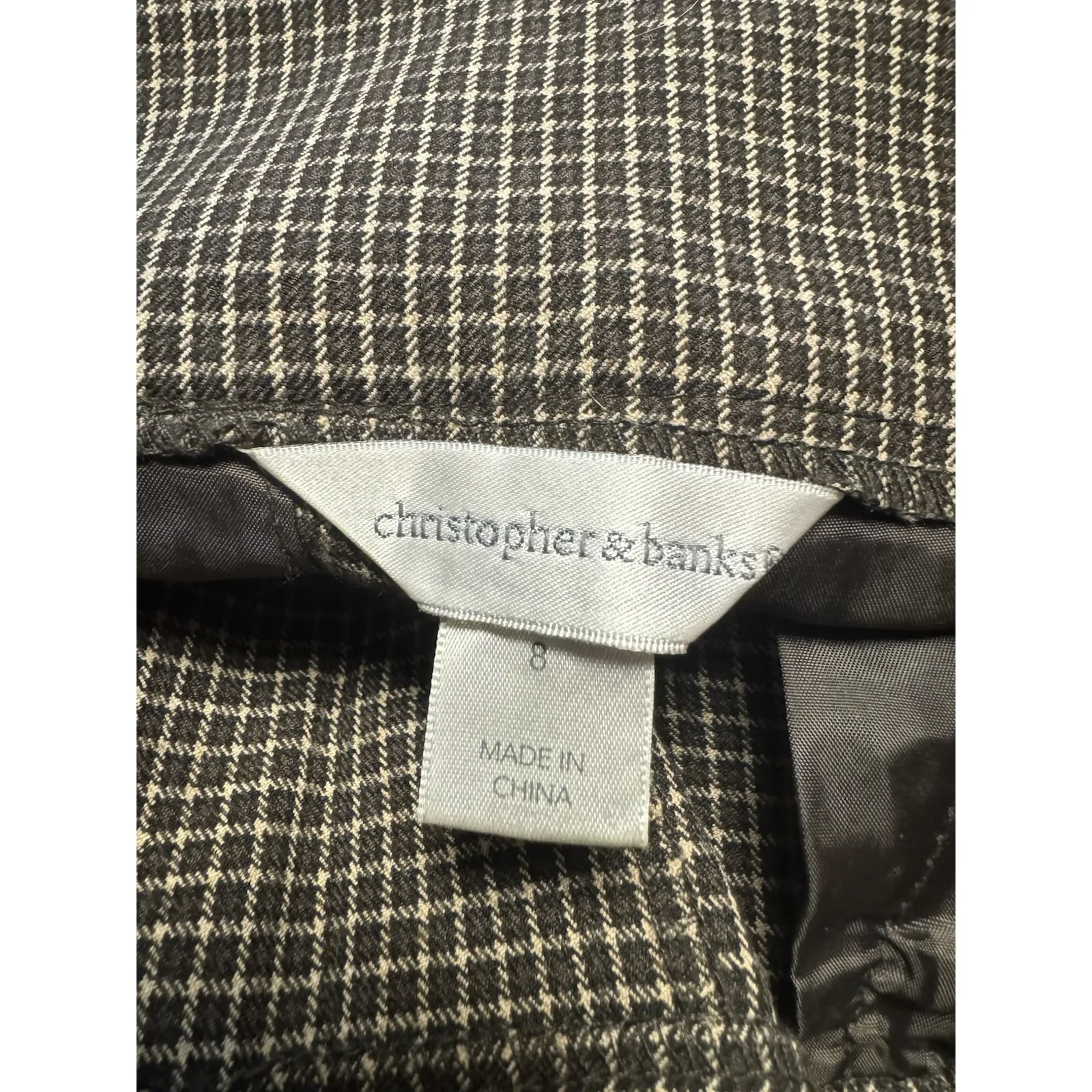 Christopher & Banks Women's Dress Pants Brown And Black Check. Stretchy Size 8 - Image 3