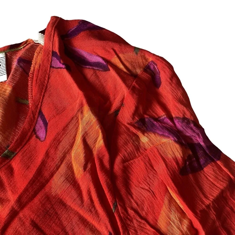 S.L.Fashions Floral Skirt Set Red Size 8P - Image 7