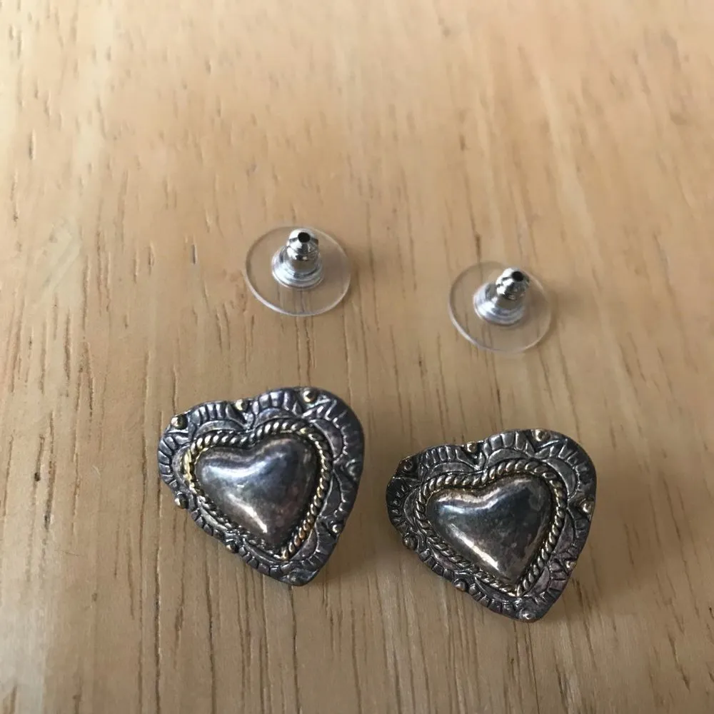 Heart Earrings Vintage Pierced Posts Trendy Girl - Image 3