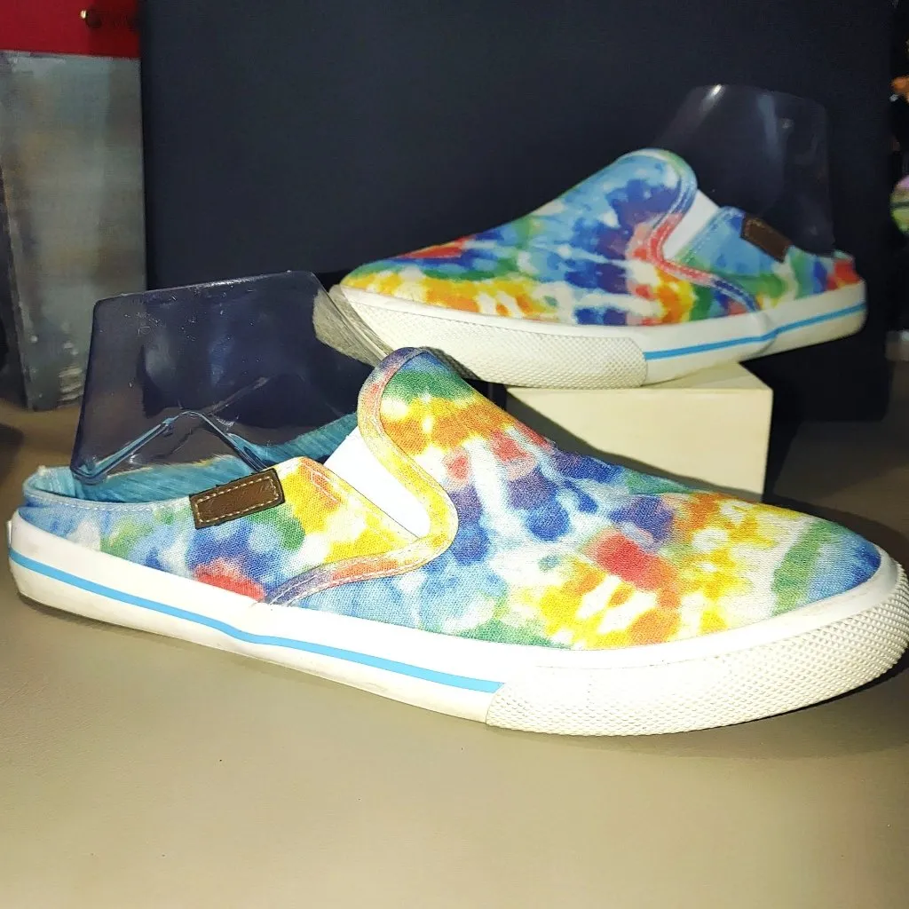 Margaritaville Slip On Shoes 9.5 Tie Dye Canvas Vibrant Color Comfortable Casual Blue - Image 5