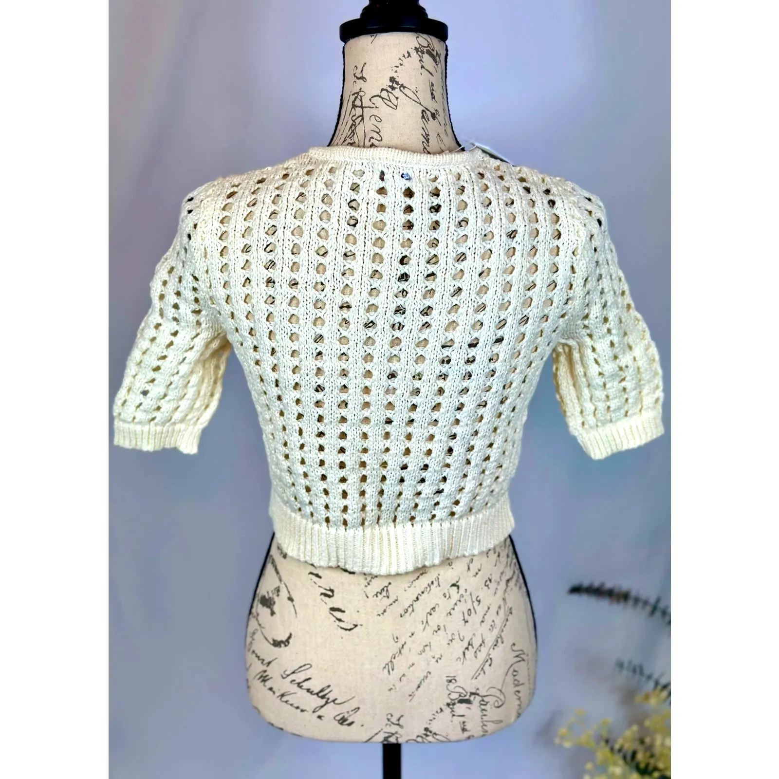 525 America Adele Cropped Short Sleeves Cardi Chalk size S Brown - Image 10