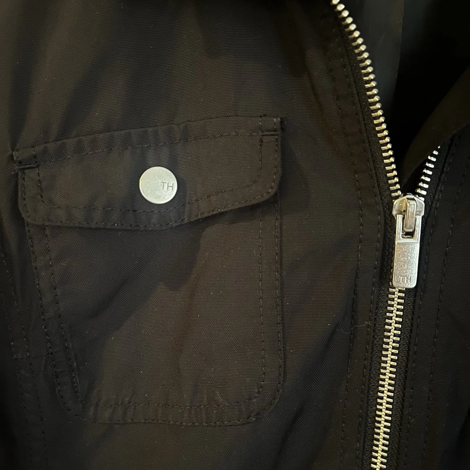 Tommy Hilfiger Jacket Woman's‎ Medium Black Full Zip With Multi Pockets No Belt - Image 3