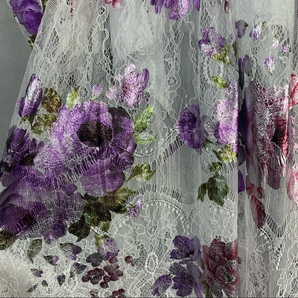 For Love & Lemons Wildflower Foil Lace Maxi Dress Lavender Size XS - Image 12