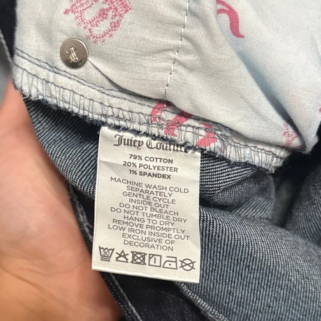 💖 Juicy Couture Abbot Rhinestone Dark Wash Y2K Carpenter Jeans Size 7/28 - Image 6