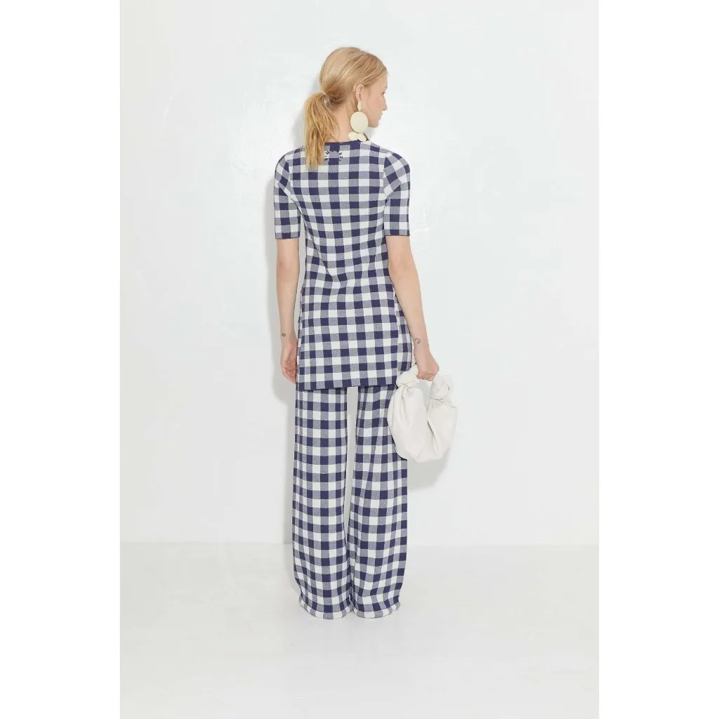 SIMON MILLER Canoga Blue Plaid Short Sleeve Knit Top Size Small NEW NWT - Image 4