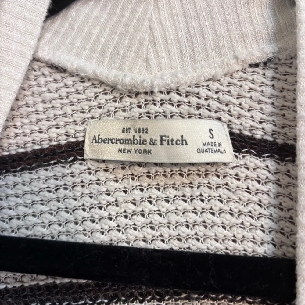 Abercrombie & Fitch womens waffle knit striped open front cardigan white S - Image 2