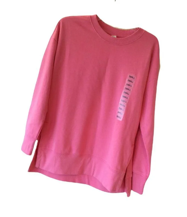 Sweatshirt Oversized Small New Pink Lightweight Womens Small Pullover - Image 2