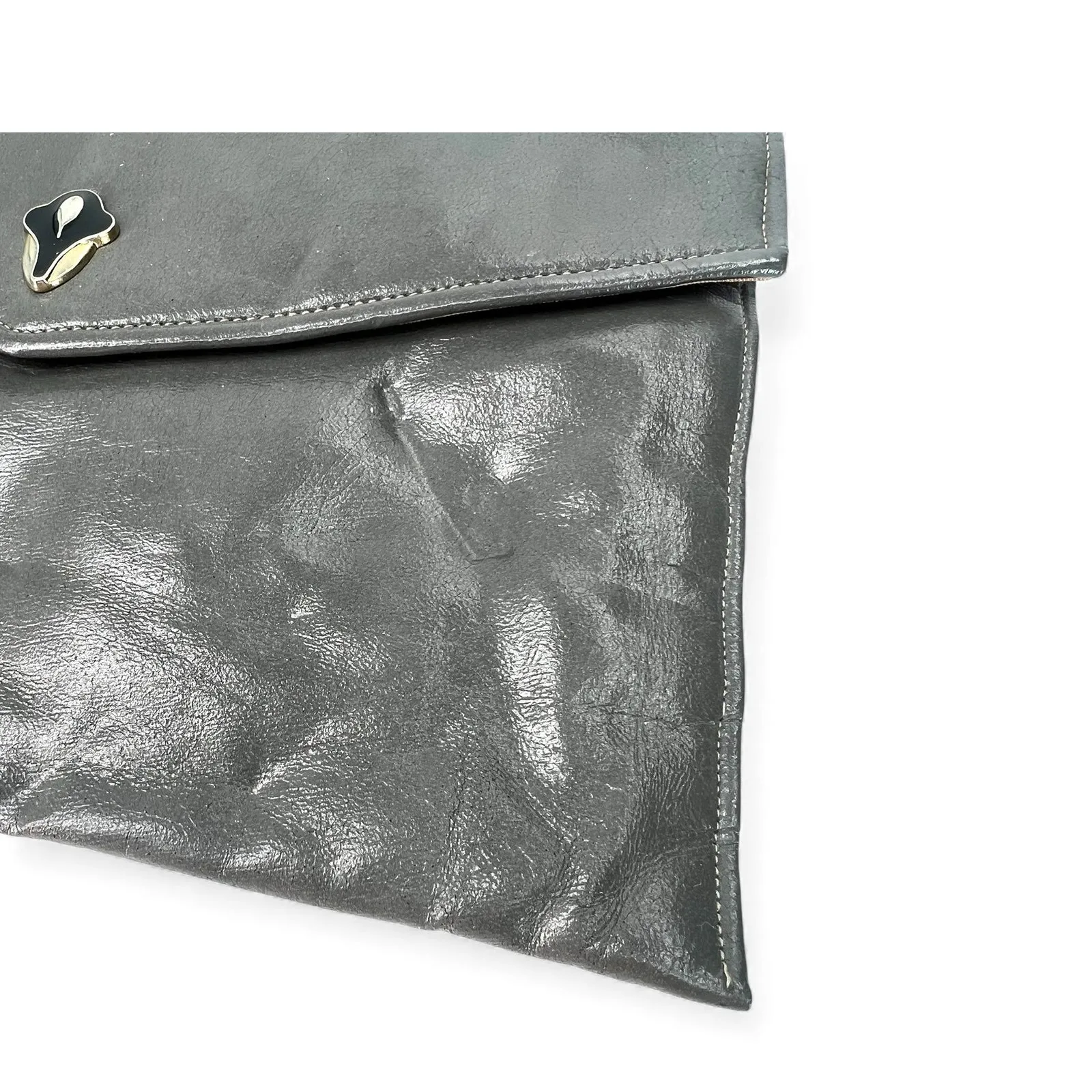 Shirl Miller Vintage Envelope Clutch Purse Bag Grey Sleek Minimalist BarbieCore Gray - Image 8