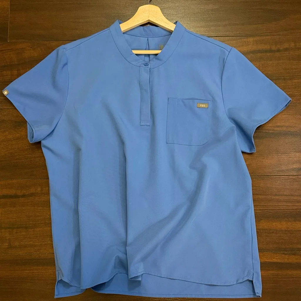 Figs Embu Popover Scrub Top in Ceil Blue - Image 6