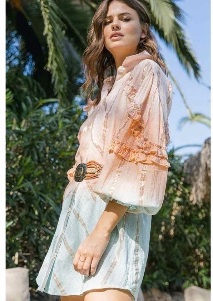 Miss June Paris Ombre Shirt Casual Dress Coral - Image 12