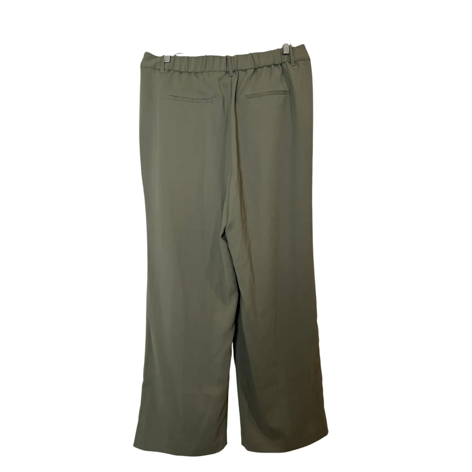 NWOT Quince Green High Rise Stretch Crepe Pleated Wide Leg Pants Plus Size 16 - Image 2