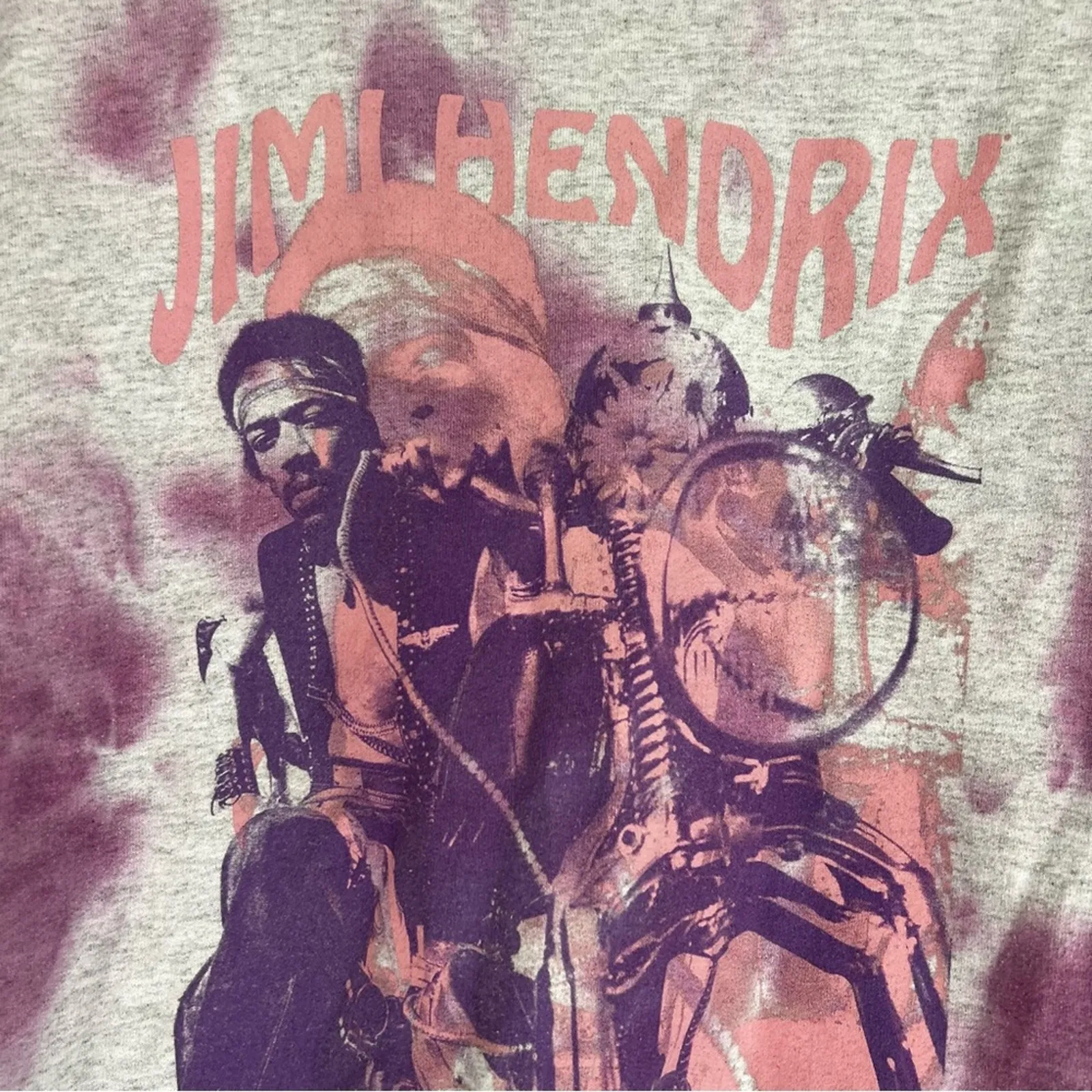 Jimi Hendrix Graphic Sweatshirt Womes L Gray Purple Tie Dye Oversized 90s Hippie - Image 2