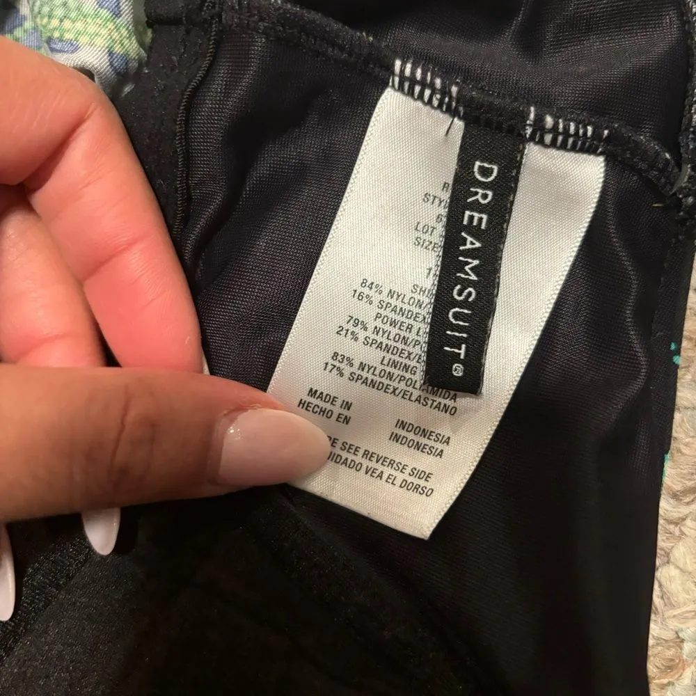 Dreamsuit by Miracle Brands Blue Tropical Swim Top Tankini Trimming- Size 16 - Image 6