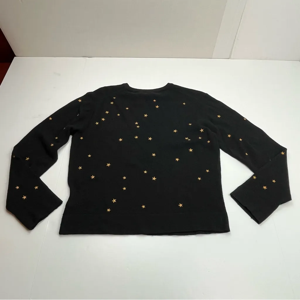 Equipment Nartelle Star Sweater Black Gold Star Pattern Embroidered Medium *FLAW - Image 13
