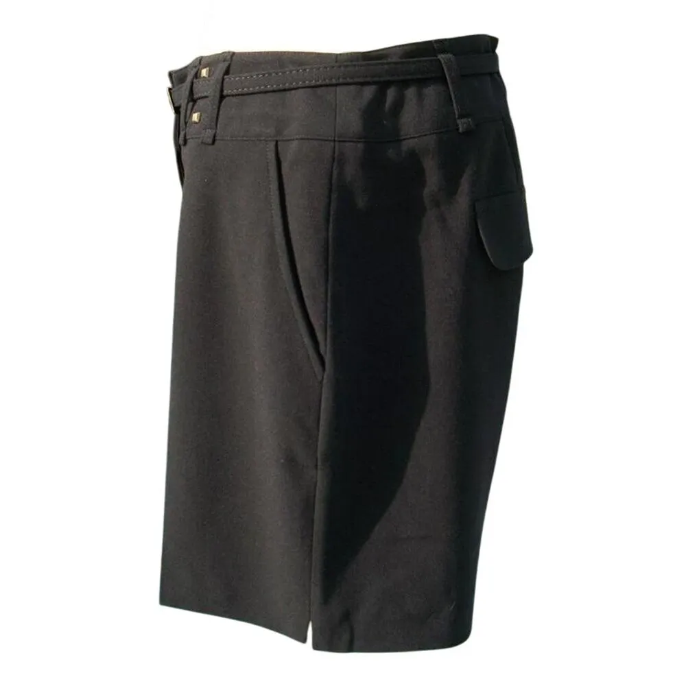 Cache Black Trouser Removable Belt Pant Lined Studs Short Stretch New NWT $88 - Image 2