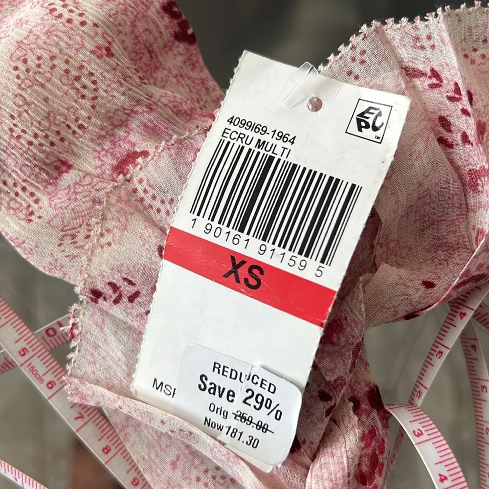 PAIGE Silk Ruffled Pleated Sheer Floral Button Up Top, Pink Size XS New w/Tag - Image 12