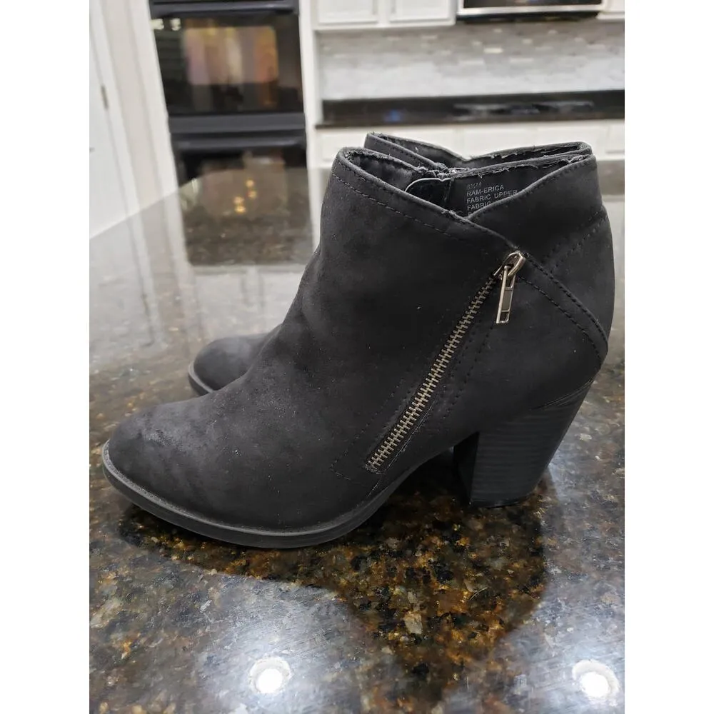 Ram Erica Ankle Boots Women's 8.5M Black Nubuck Round Toe Block Heel Side Zip Size 8.5 - Image 9