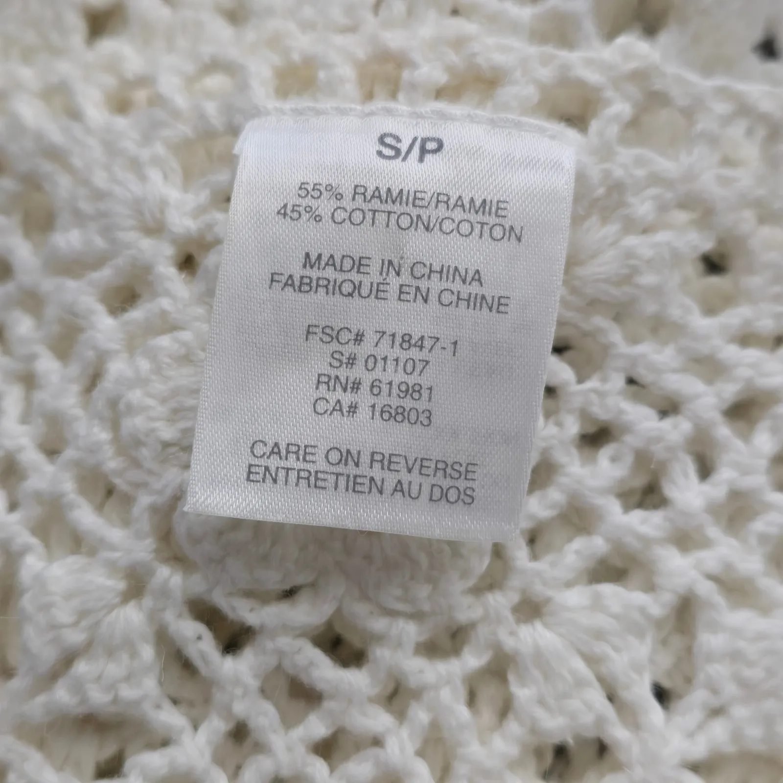 Crochet Tank Top Cream Sleeveless Drawstring Boho Bohemian Festival Small White - Image 6