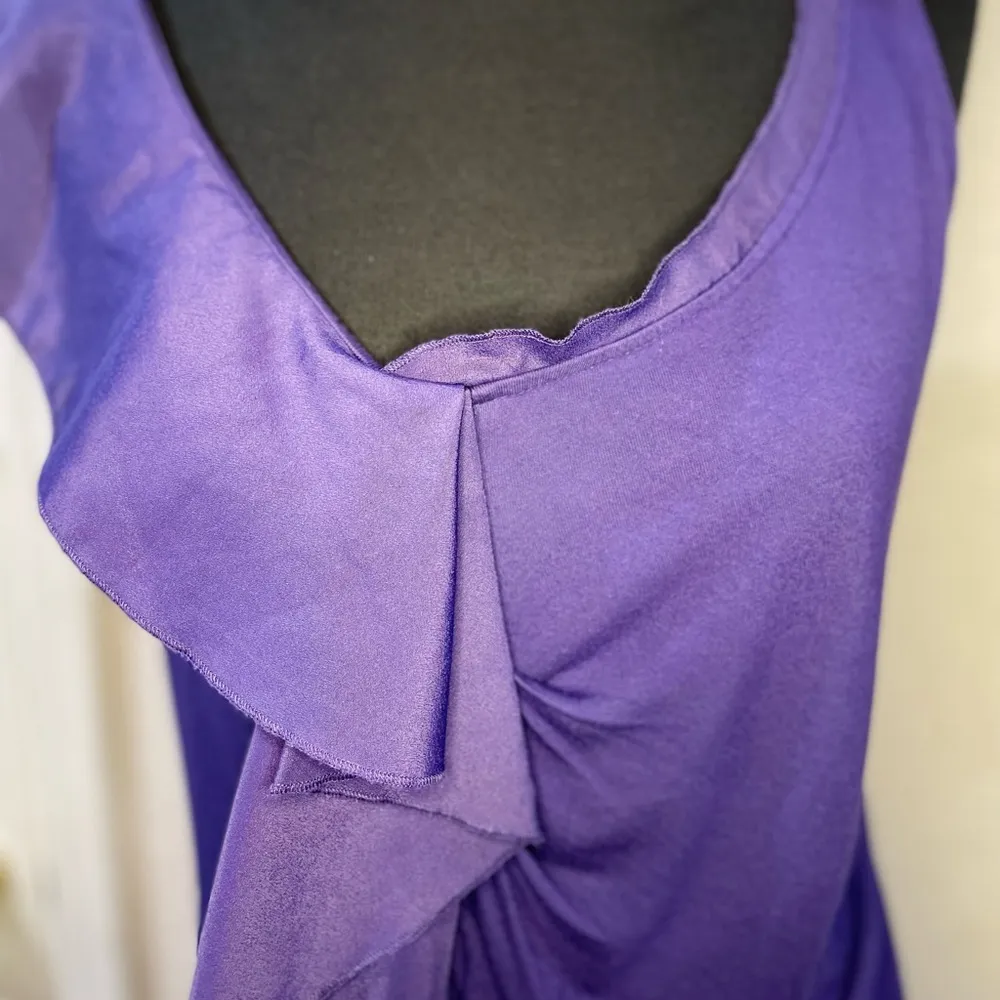 Victor Alfaro Rich Purple One Sided Ruffle Ruched Tank Top Super Soft Viscose - Image 5