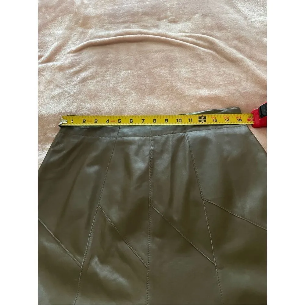 Sigrid Olsen Brown 100% Leather Skirt Size 6 - Image 4