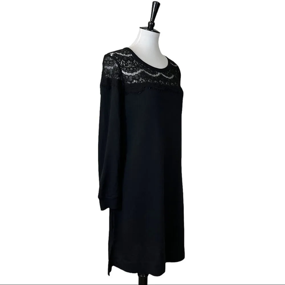 Westport Dressbarn Lace Trim Long Sleeve Sweatshirt Dress Women's Size Large - Image 2