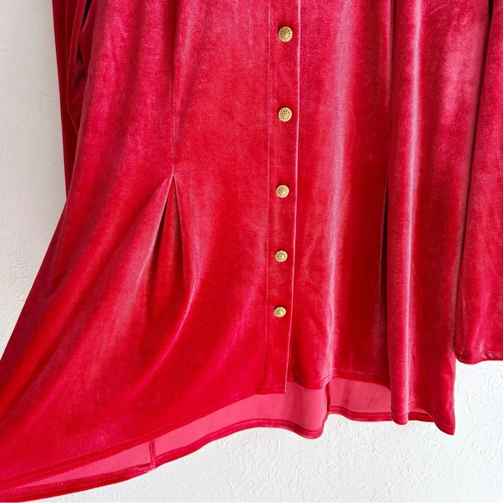 Soft Surroundings Enchanted Velvet Shirt Red Sz XL - Image 3