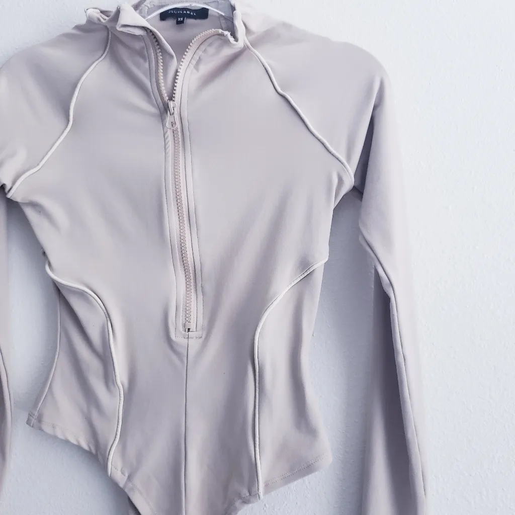 JLuxlabel Cream Long Sleeve Bodysuit Half Zip Closure - Image 4