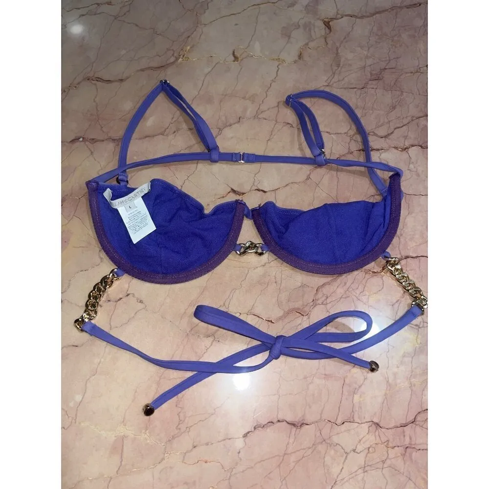 STELLA MCCARTNEY Falabella Underwire Bikini Top in Violet Large Womens Swimsuit - Image 6