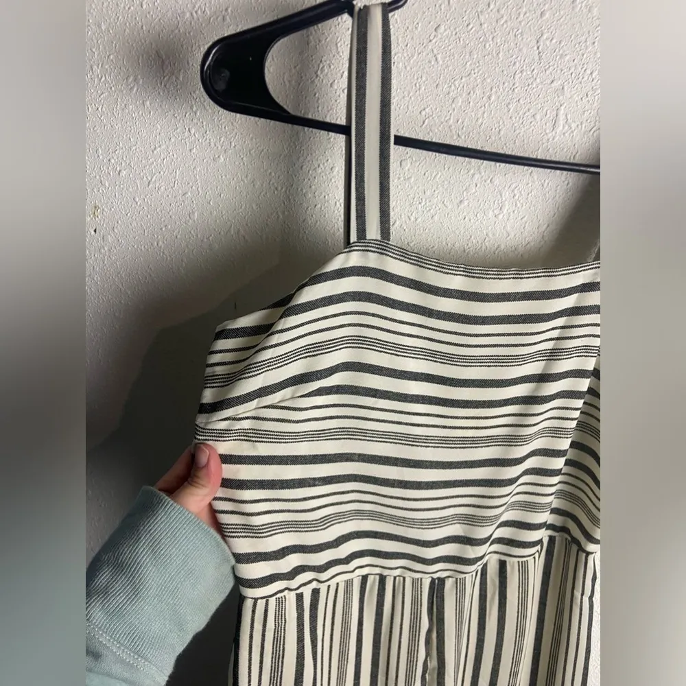 Japna Size Small Stripe Wide Leg Jumpsuit Smocked Black And White Sleeveless - Image 3