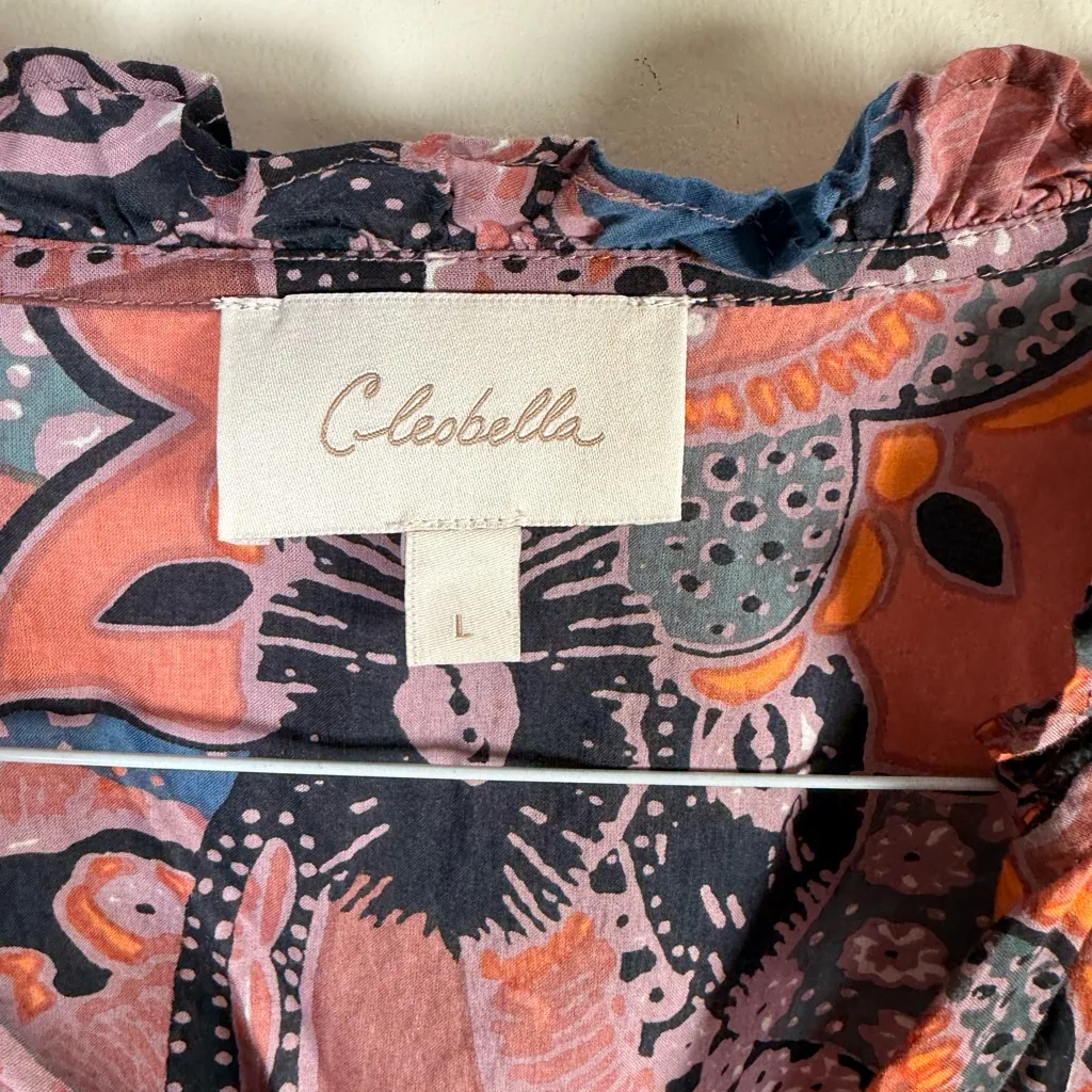 Cleobella Boho Paisley Print Ruffle Neck Peasant Blouse - Image 7