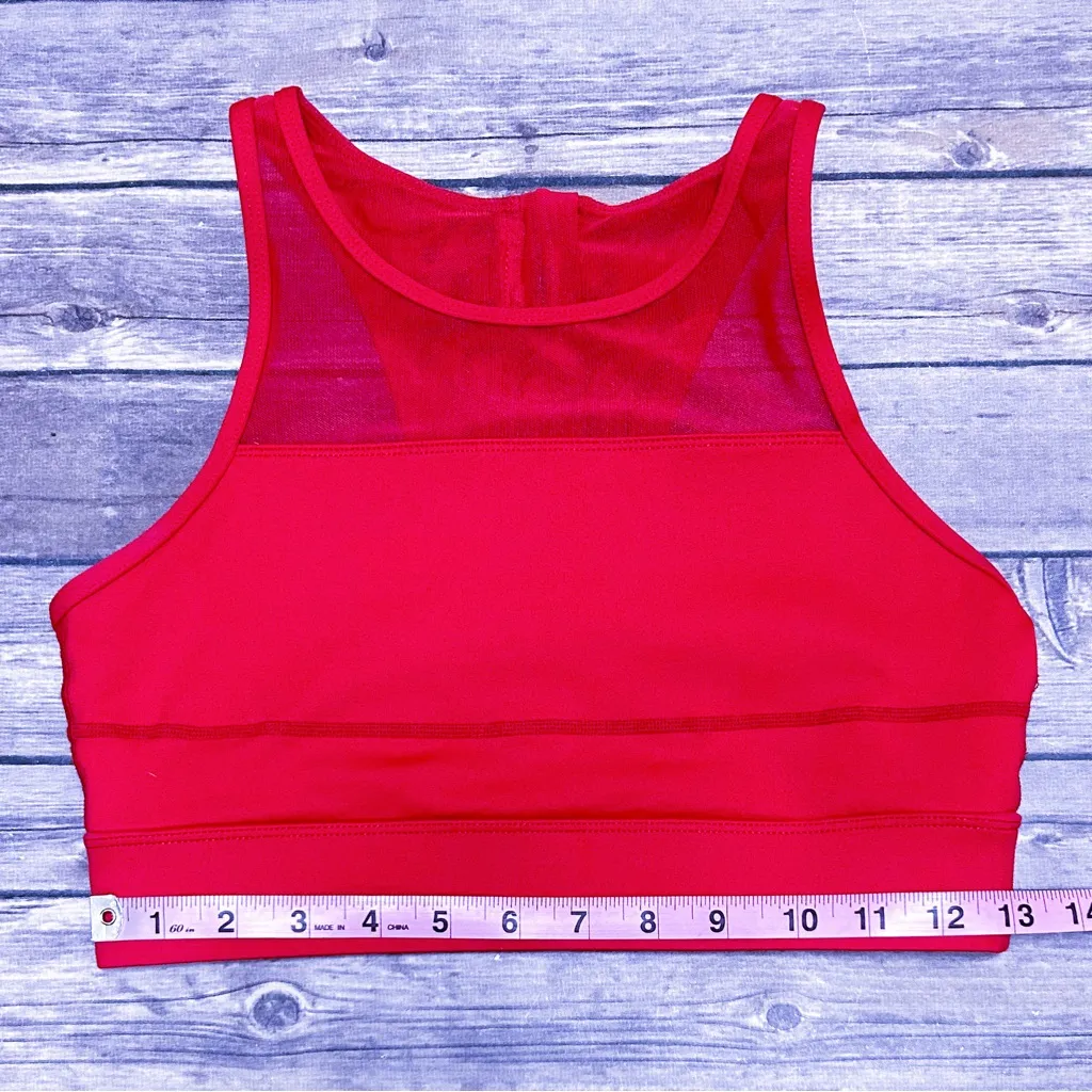 Zyia Active Red Sheer Mesh Paneling Back Zip Up One More Rep Sports Bra Medium - Image 8