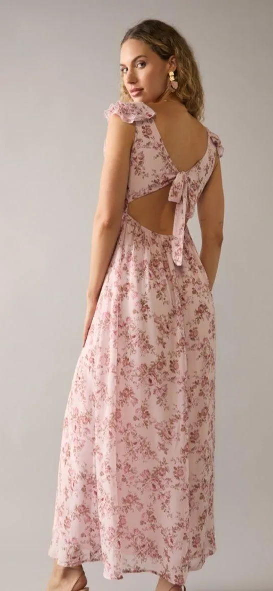 Pink Floral Maxi Dress Francesca's Size S  - Image 4