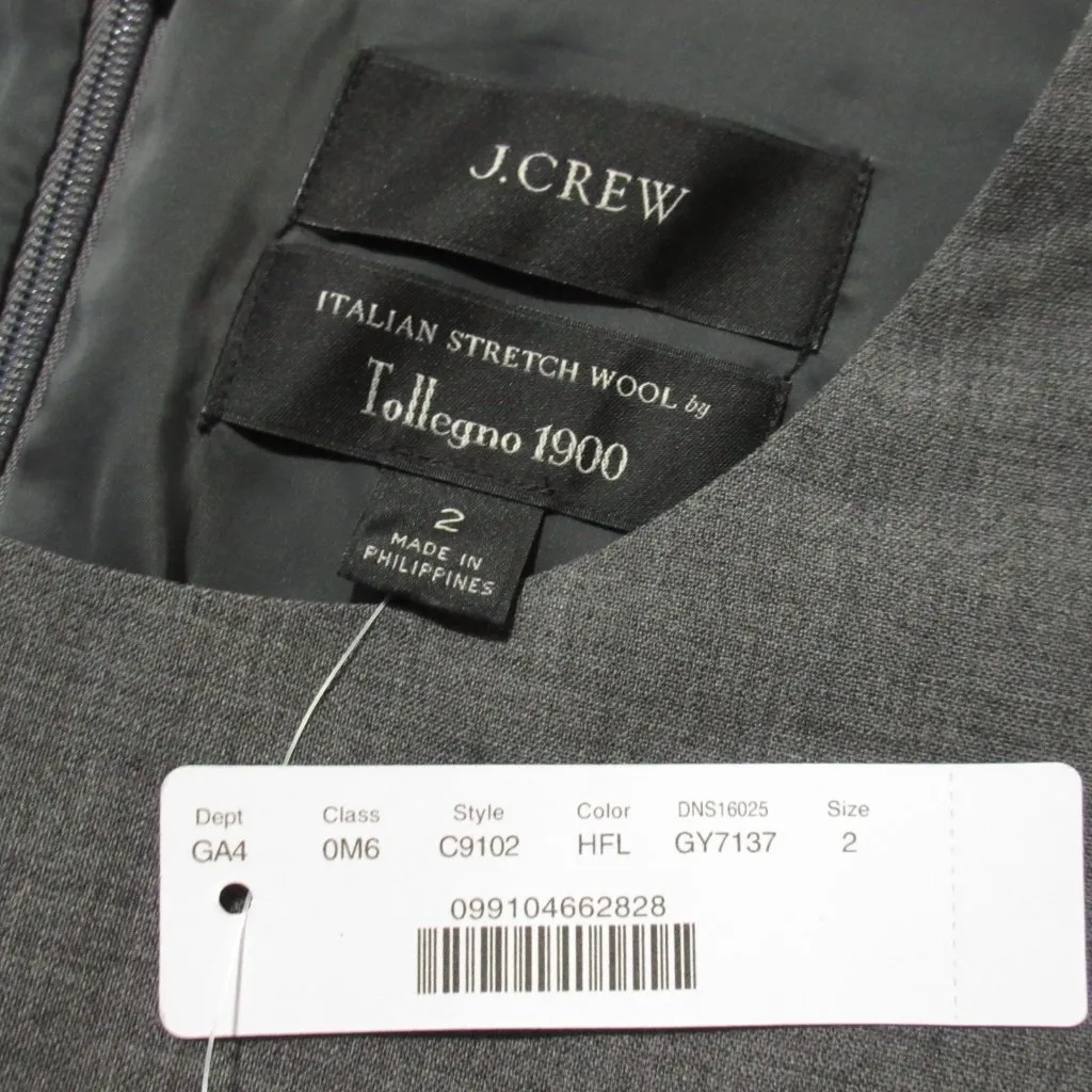 NWT J.Crew Resume Sheath in Heather Flannel Italian Stretch Wool Dress 2 $228 - Image 3
