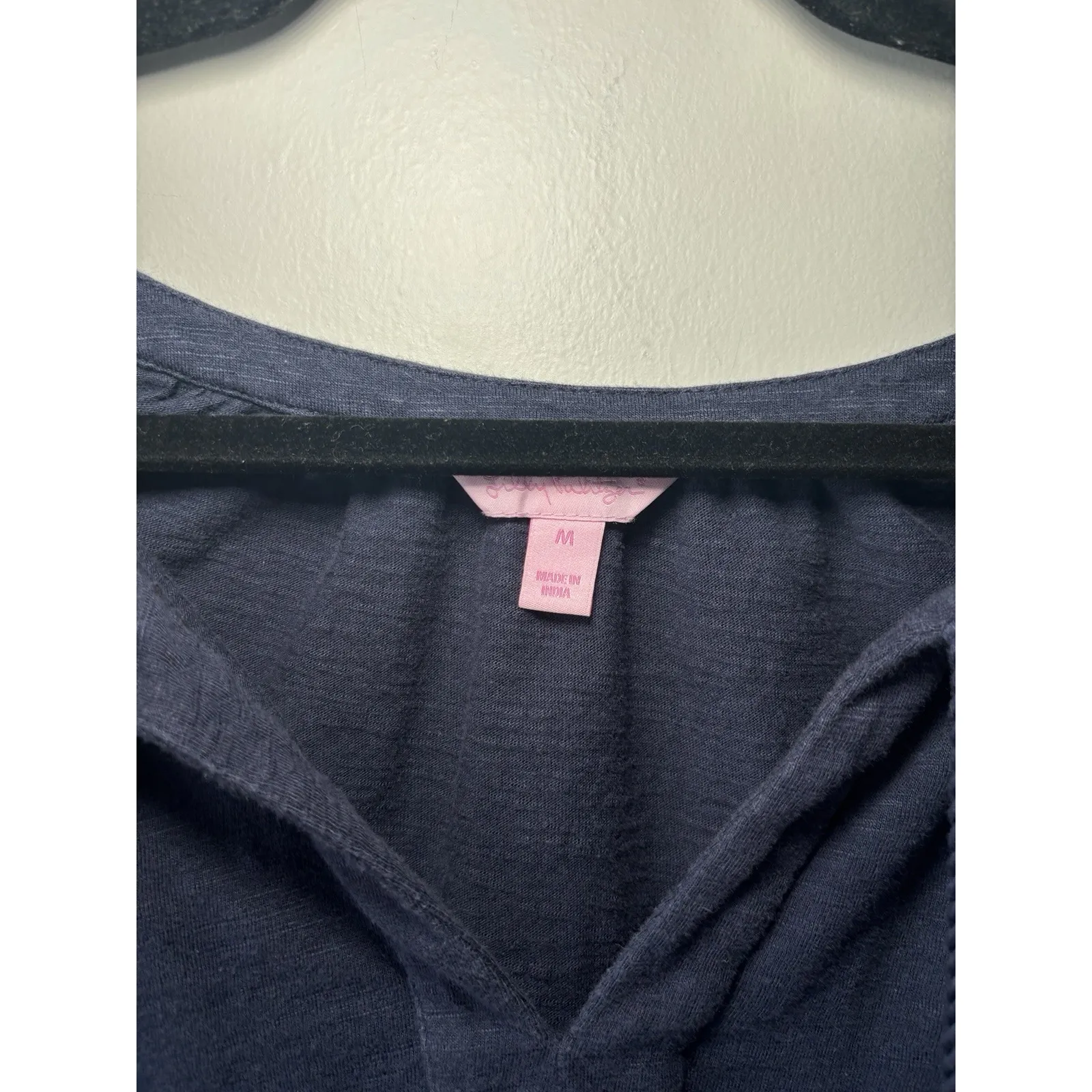 Lilly Pulitzer Del Lago Dress Women's Navy Blue Cotton Blend Bell Sleeve Size M‎ - Image 4