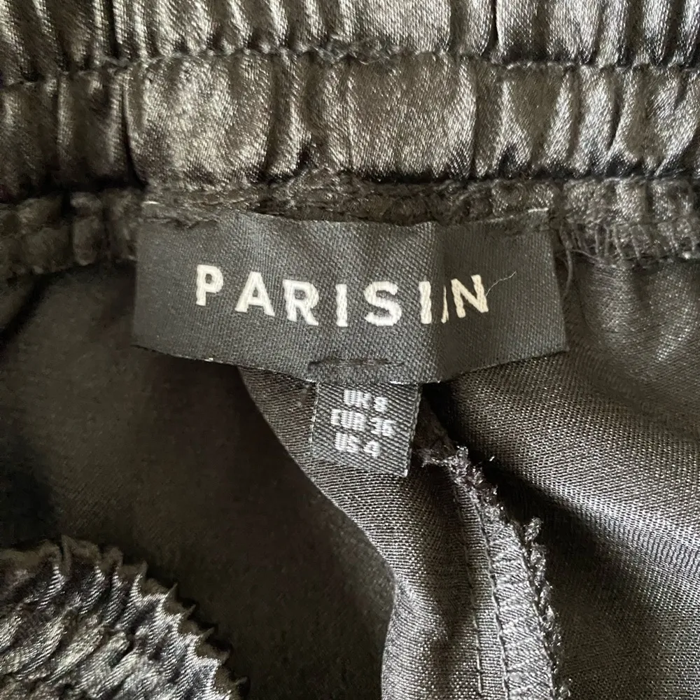 Parisian Black Satin Utility Sweatpants, Size 4 - Image 6